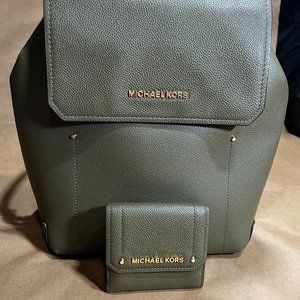 Michael Kors Hayes Backpack and matching wallet- LIKE NEW
